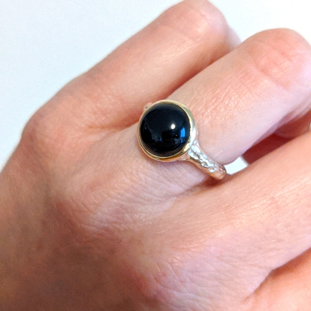 Black Stone Sterling Silver Ring - image 1